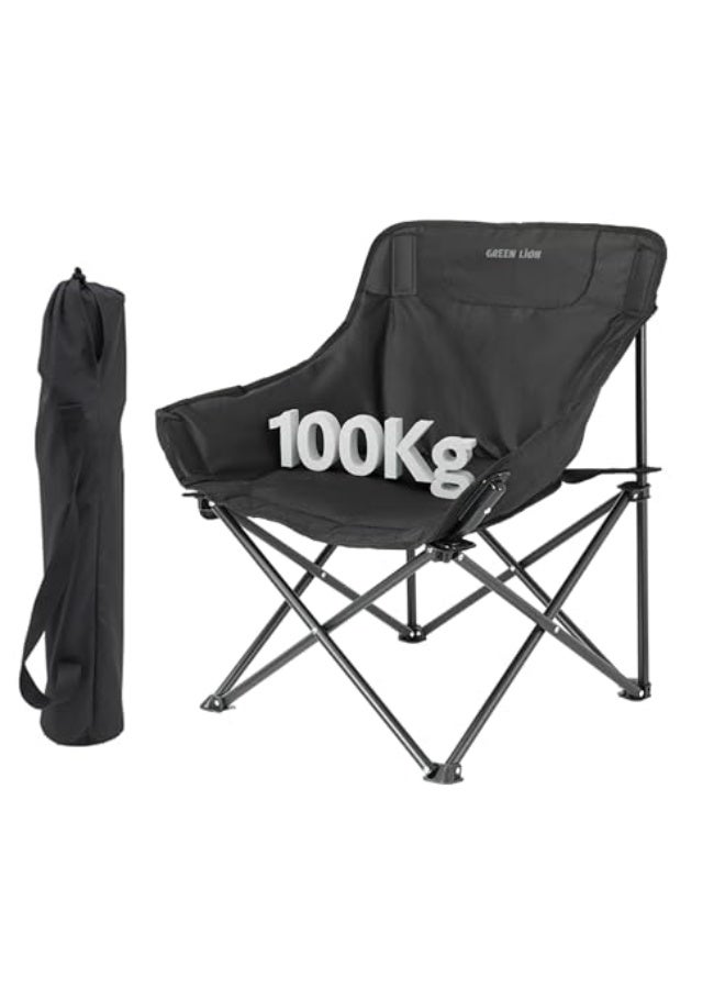 جرين ليون كرسي تخييم محمول، كرسي قابل للطي مع حقيبة تخزين جانبية، كرسي قابل للطي للصيد، الشاطئ والسفر، إطار فولاذي متين، قماش أكسفورد، خفيف الوزن، سهل الحمل للأنشطة الخارجية، النزهات، والمشي. - Image 1